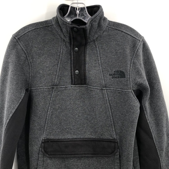 The North Face Snap Button Pullover Sweatshirt Gray Men’s Size Small - Picture 2 of 6